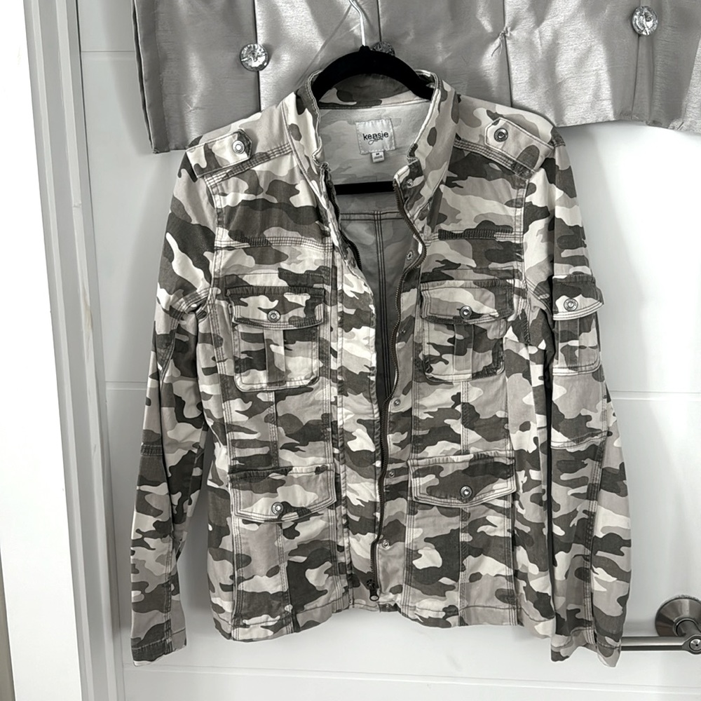 Never worn white camo jean jacket